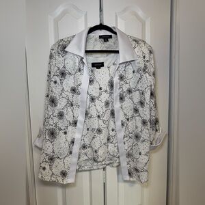 R&M Richards - 2 Pieces Feminine Chic Sparkly Business Casual Floral Blouse